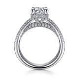 Elvette - 14K White Gold Hidden Halo Round Diamond Channel Set Engagement Ring