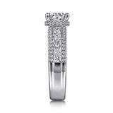 Elvette - 14K White Gold Hidden Halo Round Diamond Channel Set Engagement Ring