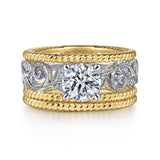Galia - 14K White-Yellow Gold Round Diamond Engagement Ring