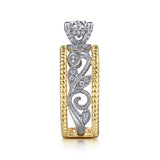 Galia - 14K White-Yellow Gold Round Diamond Engagement Ring
