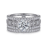 Gemma - 14K White Gold Wide Band Round Diamond Engagement Ring