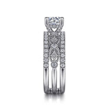 Gemma - 14K White Gold Wide Band Round Diamond Engagement Ring