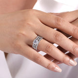Gemma - 14K White Gold Wide Band Round Diamond Engagement Ring
