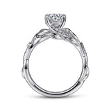 Camelia - 14K White Gold Floral Round Diamond Engagement Ring