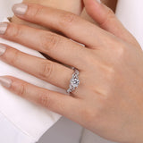 Camelia - 14K White Gold Floral Round Diamond Engagement Ring