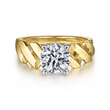 Joie - 14K White-Yellow Gold Twisted Diamond Engagement Ring