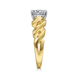 Joie - 14K White-Yellow Gold Twisted Round Diamond Engagement Ring