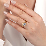 Ezrah - 14K White-Yellow Gold Bypass Round Diamond Engagement Ring