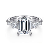 Everley - 18K White Gold Emerald Cut Five Stone Diamond Channel Set Engagement Ring