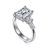 Everley - 18K White Gold Emerald Cut Five Stone Diamond Channel Set Engagement Ring