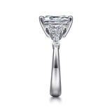 Everley - 18K White Gold Emerald Cut Five Stone Diamond Channel Set Engagement Ring