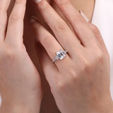 Everley - 18K White Gold Emerald Cut Five Stone Diamond Channel Set Engagement Ring
