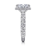 Leeda - 14K White Gold Oval Hidden Halo Diamond Engagement Ring