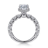 Leeda - 18K White Gold Oval Hidden Halo Diamond Engagement Ring