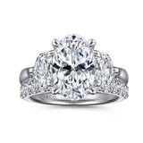 Laynie - 18K White Gold Oval Three Stone Diamond Engagement Ring for a 3 carat Diamond