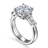 Belma - 14K White Gold Round Three Stone Diamond Engagement Ring