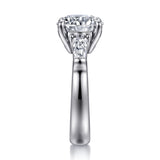 Belma - 14K White Gold Round Three Stone Diamond Engagement Ring