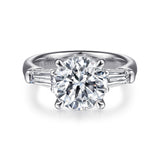 Belma - 18K White Gold Round Three Stone Diamond Engagement Ring