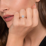 Evelina - 14K White-Yellow Gold Round Diamond Engagement Ring