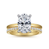 Cari - 14K White-Yellow Gold Hidden Halo Oval Diamond Engagement Ring