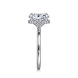 Rainah - 14K White Gold Hidden Halo Oval Diamond Engagement Ring