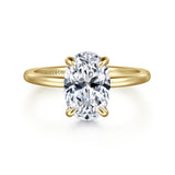 Rainah - 14K Yellow Gold Hidden Halo Oval Diamond Engagement Ring