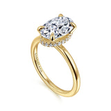 Rainah - 14K Yellow Gold Hidden Halo Oval Diamond Engagement Ring