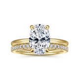 Rainah - 14K Yellow Gold Hidden Halo Oval Diamond Engagement Ring