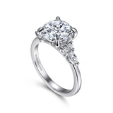 Charlotte - 14K White Gold Twisted Round Diamond Engagement Ring