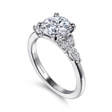 Avah - 14K White Gold Round Diamond Cluster Engagement Ring