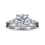 Avah - 14K White Gold Round Diamond Cluster Engagement Ring