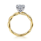 Emersin - 14K White-Yellow Gold Twisted Round Diamond Engagement Ring