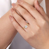 Emersin - 14K White-Yellow Gold Twisted Round Diamond Engagement Ring