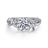 Deisha - 14K White Gold Split Shank Round Diamond Engagement Ring