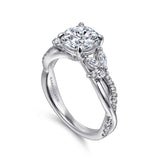 Deisha - 14K White Gold Split Shank Round Diamond Engagement Ring