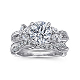 Deisha - 14K White Gold Split Shank Round Diamond Engagement Ring
