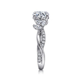 Deisha - 14K White Gold Split Shank Round Diamond Engagement Ring