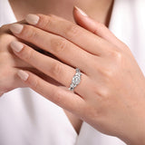 Deisha - 14K White Gold Split Shank Round Diamond Engagement Ring