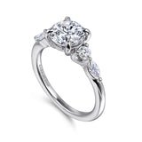Cian - 14K White Gold Round Five Stone Diamond Engagement Ring