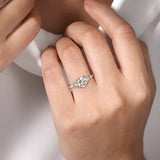 Cian - 14K White Gold Round Five Stone Diamond Engagement Ring
