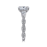 Alanna - 14K White Gold Twisted Oval Three Stone Diamond Engagement Ring