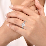 Alanna - 14K White Gold Twisted Oval Three Stone Diamond Engagement Ring