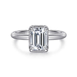 Catallina - 14K White Gold Emerald Cut Halo Diamond Engagement Ring