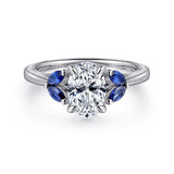 Dani 14K White Gold Round Diamond and Sapphire Engagement Ring