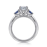 Dani 14K White Gold Round Diamond and Sapphire Engagement Ring