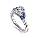Dani 14K White Gold Oval Diamond and Sapphire Engagement Ring