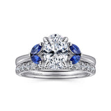 Dani 14K White Gold Oval Diamond and Sapphire Engagement Ring