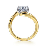 Delphi - 14K White-Yellow Gold Bypass Oval Diamond Engagement Ring