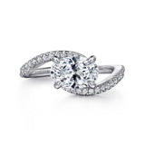 Aiva - 14K White Gold Bypass Oval Diamond Engagement Ring