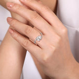 Aiva - 14K White Gold Bypass Oval Diamond Engagement Ring